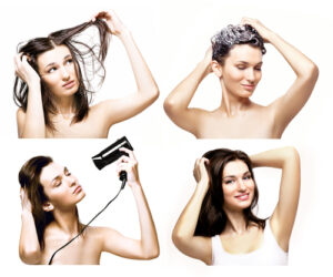 Correct techniques for washing hair.