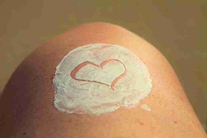 a heart drawn into skincare product