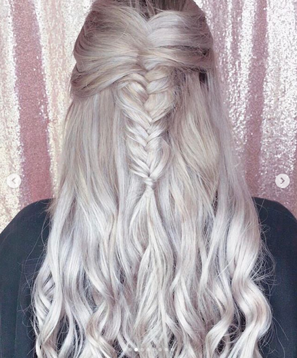 barber license vs cosmetology license - at cosmetology school you'll learn how to style hair like this partial updo with unicorn inspired hair color
