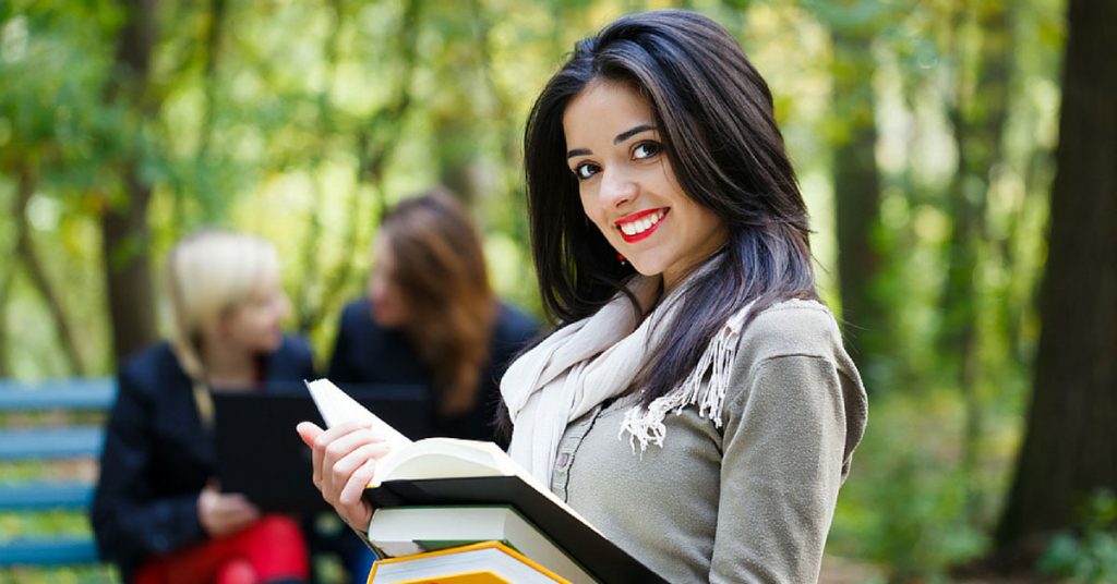 A woman studying