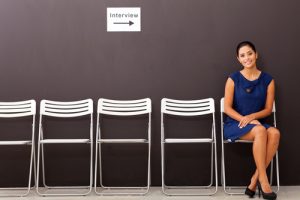 A woman waiting for an interview