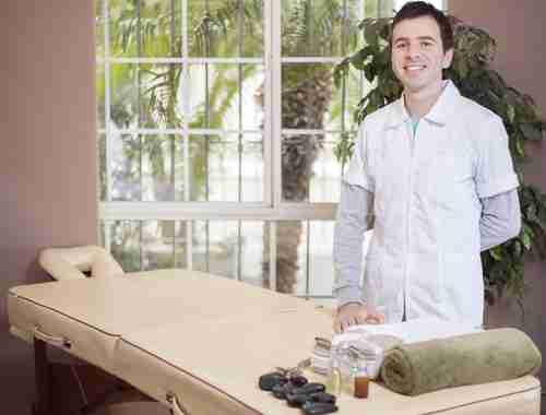 Massage therapist promoting service