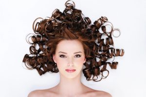 A woman with curly hair